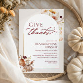 Autumn Wildflower Pumpkin Arch Thanksgiving Dinner Kaart