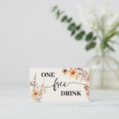 Autumn Wildflowers Free Drink Wedding Ticket Card (Staand voorkant)