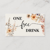 Autumn Wildflowers Free Drink Wedding Ticket Card (Voorkant)