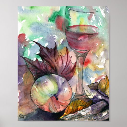 Autumn Wine Glass still Life Poster (Voorkant)