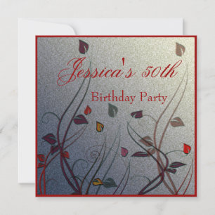 Autumn Wispy Leaf Floral 50th Birthday Kaart