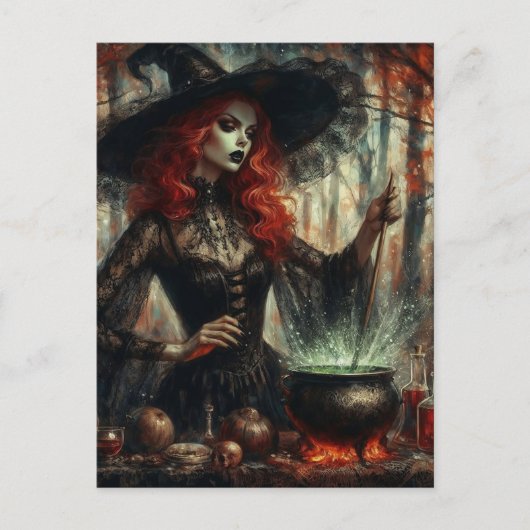 Autumn Witch Briefkaart (Voorkant)