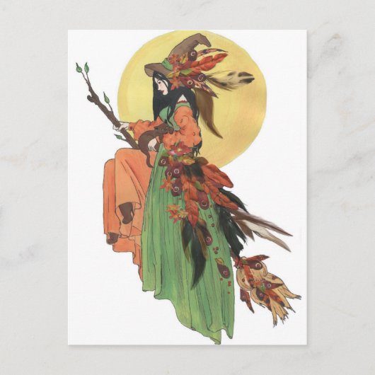 Autumn Witch Briefkaart (Voorkant)