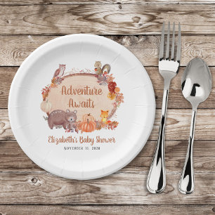 Autumn Woodland Animals Baby shower Papieren Bordje