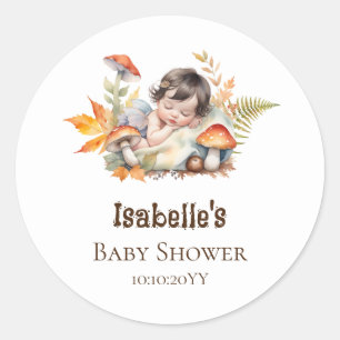 Autumn Woodland Fairy Baby shower Ronde Sticker