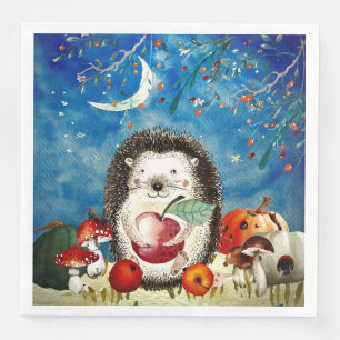 Autumn Woodland Friends Hedegel Forest Drawing Servet