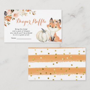 Autumn Woodland Girl Baby shower Diaper Raffle Informatiekaartje