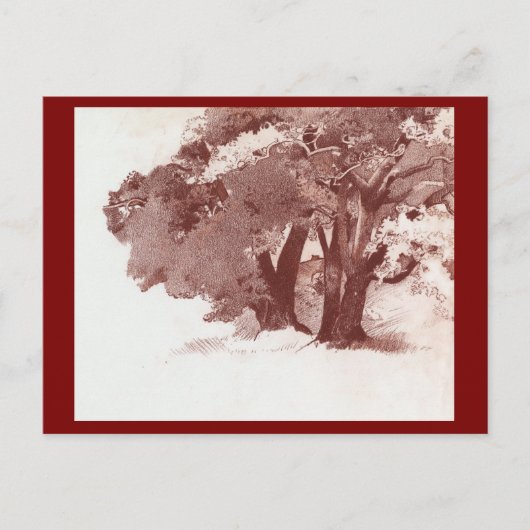 Autumn Woodland Oak Trees Art Briefkaart (Voorkant)