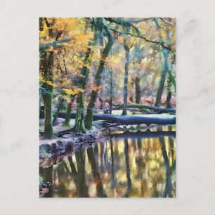 Autumn Woodland Oil Painting Style Briefkaart