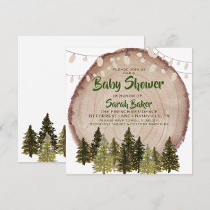 Autumn Woodland Rustic Wood Slice Baby shower Kaart