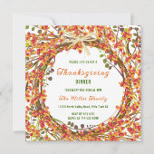 Autumn Wreath Thanksgiving Dinner Invitation Kaart (Voorkant)