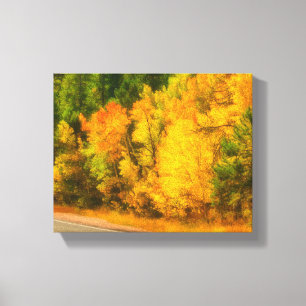 Autumn Yellow Aspen Trees Mountain Scenery Canvas Afdruk