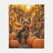 Autumn Yorkie Pup Fleece Deken (Voorkant)