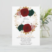 Autumnal Bourgondië Emerald Greeny Baby shower Kaart (Staand voorkant)