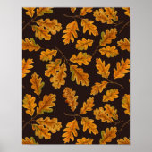 Autumnal eikenbladeren op donkerbruin poster (Voorkant)