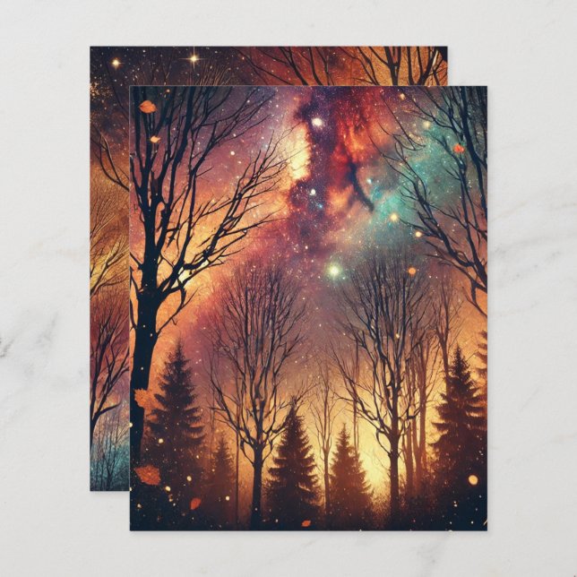 Autumnal Galaxy Twilight Forest Scrapbook Papier (Voorkant / Achterkant)