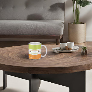 Autumnal Green and Oranje Stripes Koffiemok