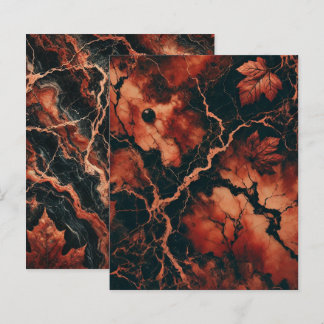 Autumnal Marble Rusty Leaves Scrapbook Paper