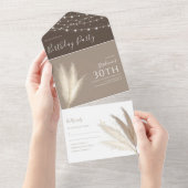 Autumnal Pampas Grass Birthday All In One Uitnodiging (Afscheurbaar)
