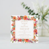 Autunm Flowers Square Weddenschap Kaart (Staand voorkant)