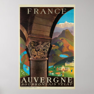 Auvergne, France, affiche de voyage