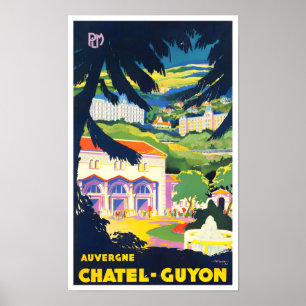 Auvergne France vintage travel Poster