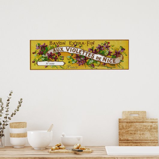Aux Violettes de Nice Soap LabelParis, Frankrijk Poster (Keuken)