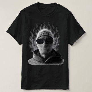 AV STYLE Flame Masked Streetwear T-shirt