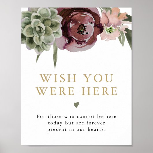 AVA Boho Bourgondië Succulent in liefdevolle herin Poster (Voorkant)