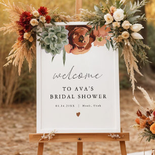 AVA Boho Terracotta & Succulent Bridal Welkom Poster