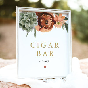 AVA Boho Terracotta Succulent Sigaar Bar Teken Poster