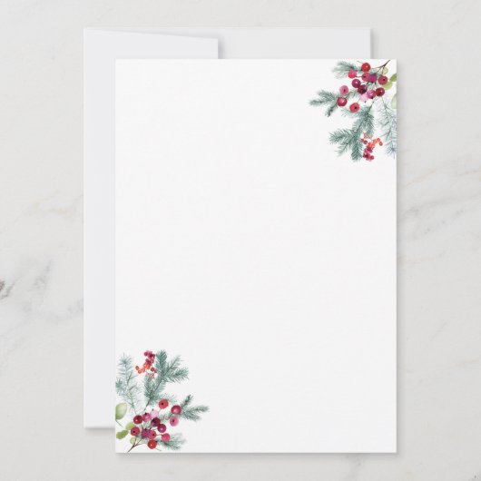 Ava Christmas Greenery Faire-part de mariage catho (Dos)