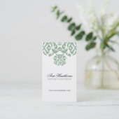 Ava Gray Damask Floral Chic Visitekaartje Verticaa (Staand voorkant)