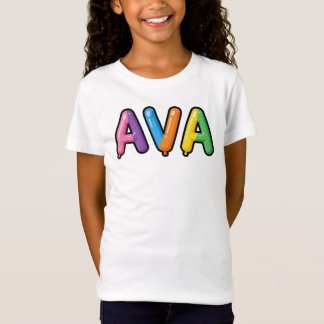 Ava Kleurrijke Bubbel Letters Mooie Naam Design T-shirt