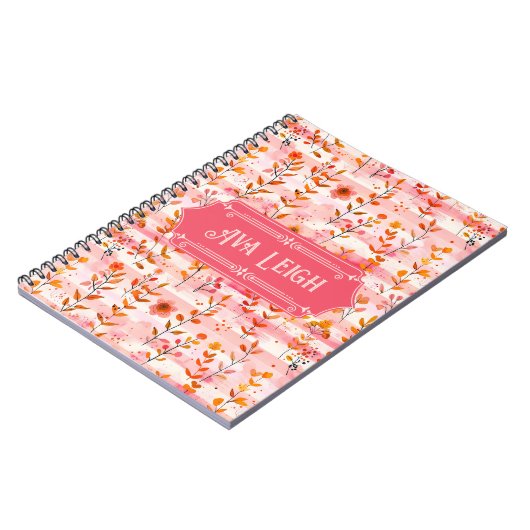 Ava Leigh Roze en Oranje Waterverf Bloemen Notitieboek (Linkerzijde)