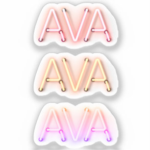 Ava-naam in gloeiende neonlampen x3 sticker