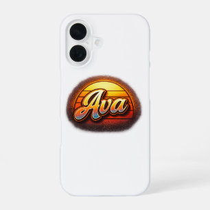 Ava Retro Zonsondergang Persoonlijke Naam Ontwerp iPhone 16 Hoesje