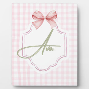 Ava Roze Strik Boog & Gingham Print Fotoplaat