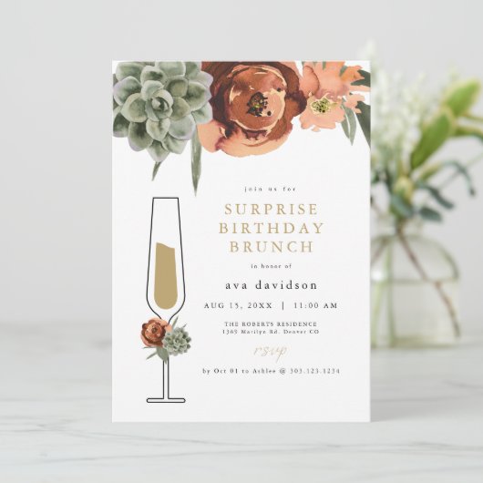 AVA Terracotta Succulent Verrassing Verjaardag Bru Kaart (Staand voorkant)