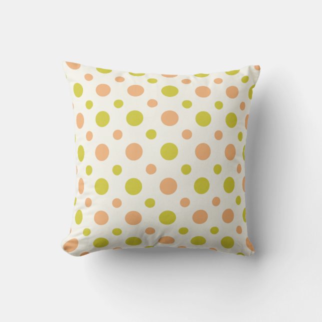 Avacado & Peach Polka Dot Retro Design Pillow Kussen (Voorkant)