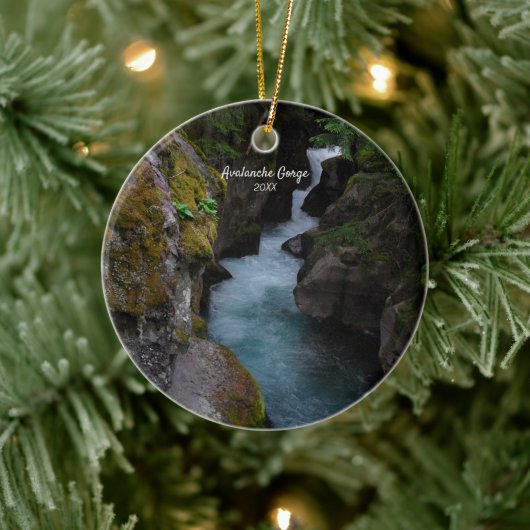 Avalanche Gorge Glacier National Park Foto Keramisch Ornament (Boom)