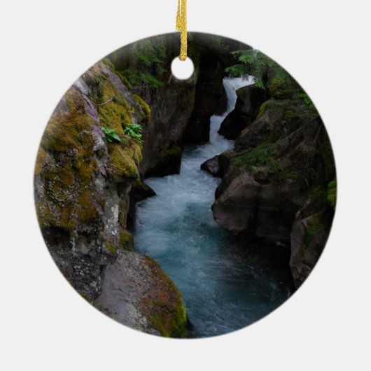 Avalanche Gorge Glacier National Park Foto Keramisch Ornament (Achterkant)