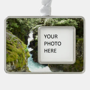 Avalanche Gorge II in Glacier National Park Verzilverd Kader Ornament