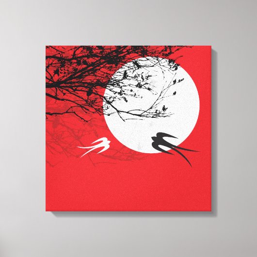 Avales Lune Silhouette Rouge Enveloppé Toile (Recto)
