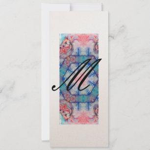 AVALON Abstract Monogram Soft Pink Blue Champagne Kaart