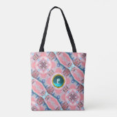 AVALON, ABSTRACT PINK AQUA BLUE GEM MONOGRAM DRAAGTAS (Achterkant)