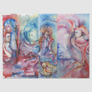 AVALON, LADY OF LAKE, MORGANA Pink Blue Fantasy Tissuepapier