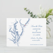Avalon NJ Kaart Elegante Navy Blue Wedding (Staand voorkant)