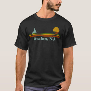  Avalon, NJ Sunset Retro - Zeilboot Sunrise T-shirt