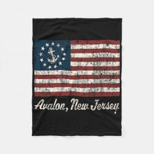 Avalon Nj Vintage Zeilen Us Anker Boot Vlag T-shir Fleece Deken